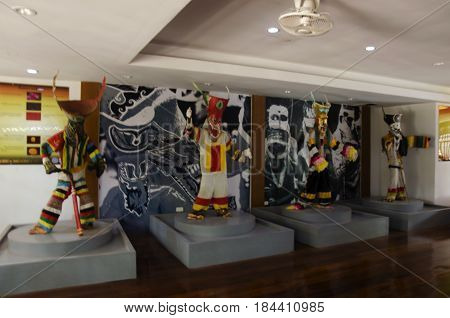 Mask And Costume Phi Ta Khon Of Ghost Festival Also Known As Bun Pha Wet For People Visit At Phi Ta