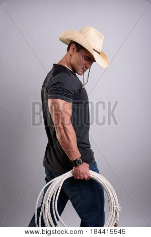 The sexy hot guy is looking for his lady.