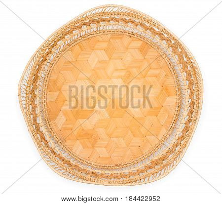Wicker Basket, Breadbasket, Bread-plate, Dish For Food Or Fruits Isolated On A White Background. Top
