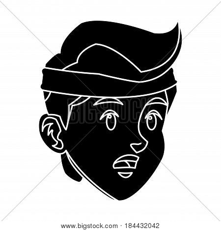 head boy young facial expression silhouette vector illustration