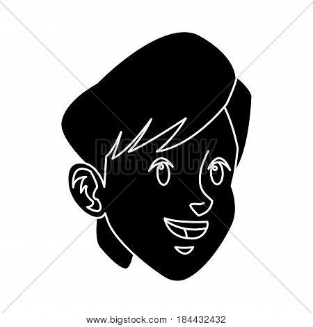 head boy young facial expression silhouette line vector illustration