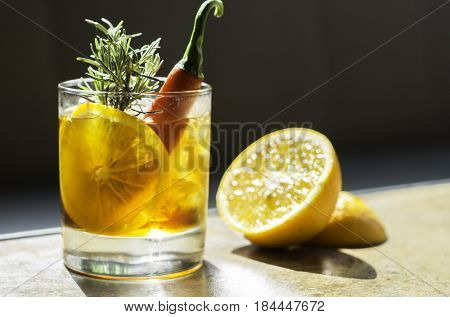 Italian Negroni in a terrace bar on a sunny day