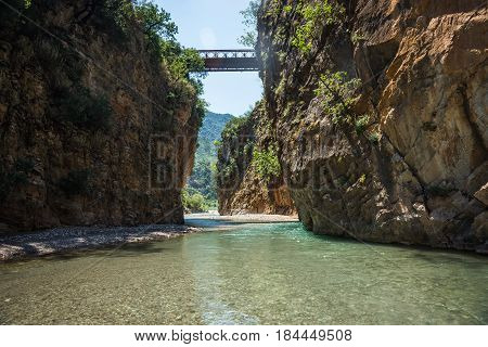 Scenic Mountain  Landscape With Krikiliotis River, Evritania