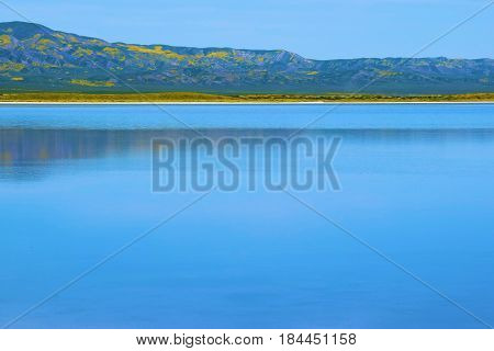 Soda Lake with the Temblor Mountain Range beyond taken at the California Coast in the Carrizo Plain, CA