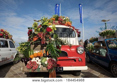 NOORDWIJK NETHERLANDS - 22 APRIL 2017: the traditional flowers parade Bloemencorso from Noordwijk to Haarlem in the Netherlands.