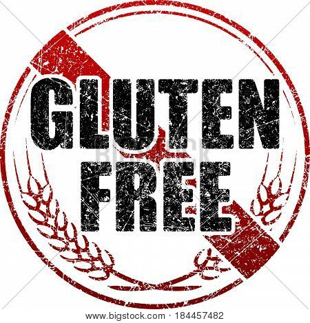Gluten free black and red grunge stylr rubber stamp.