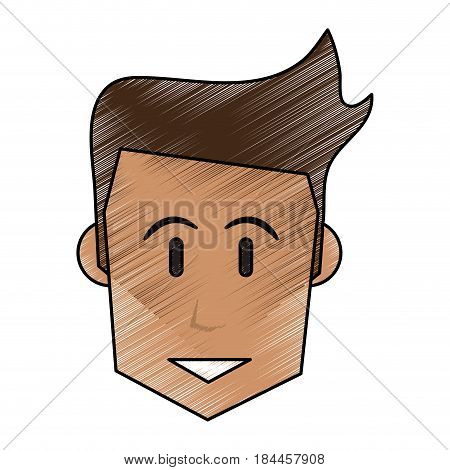color pencil front face man with hairstyle vector illustration