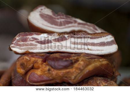 Close Up Home Made Smoked Bacon