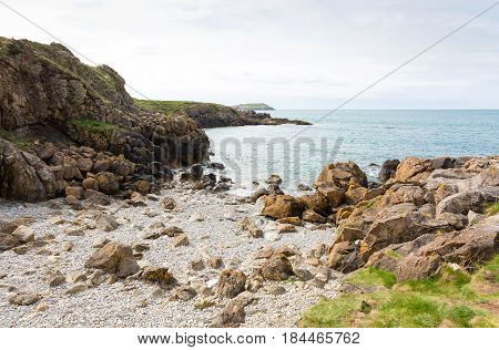 Rocky bay close to Cemaes Bay in Anglesey North Wales