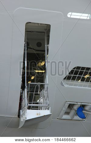 IJmuiden the Netherlands -April 30th 2017: Aida Sol at the Felison Cruise Terminal IJmuiden detail of ship