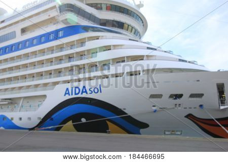 IJmuiden the Netherlands - April 30th 2017: Aida Sol docked at the Felison Cruise Terminal