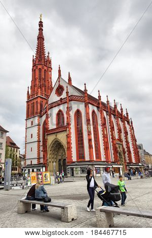 Wurzburg, Germany - April 21, 2013: Church of Our Lady (Marienkapelle) in Wurzburg. Wide angle shot