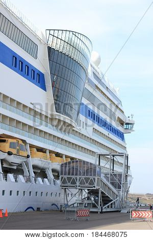 IJmuiden the Netherlands - April 30th 2017: Aida Sol passengers boarding the ship