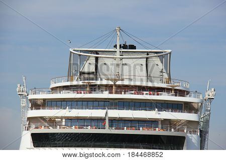 IJmuiden the Netherlands -April 30th 2017: Aida Sol at the Felison Cruise Terminal IJmuiden detail of ship