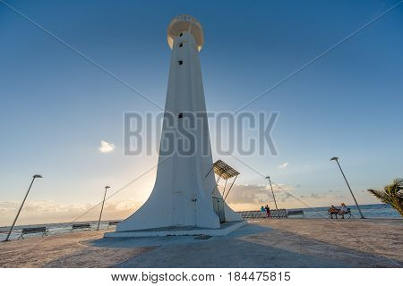 The Mahahual Lighthouse in Quintana Roo, Mexico