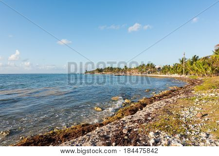 The beach in Mahahual, Quintana Roo, Mexico