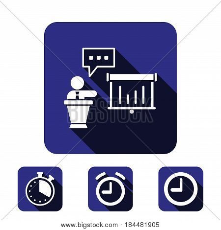 lectern with microphone icon stock vector illustration flat design
