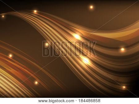 Orange light line wave abstract background vector