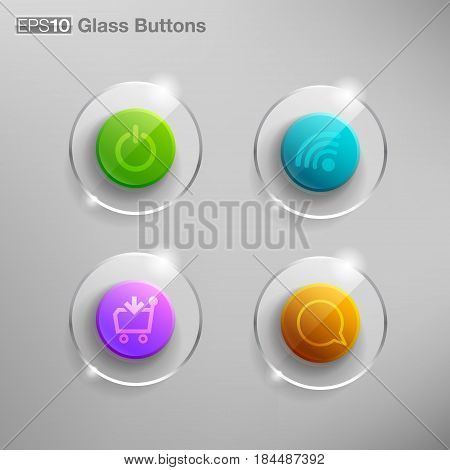 Vector info graphic colorful glass buttons Design