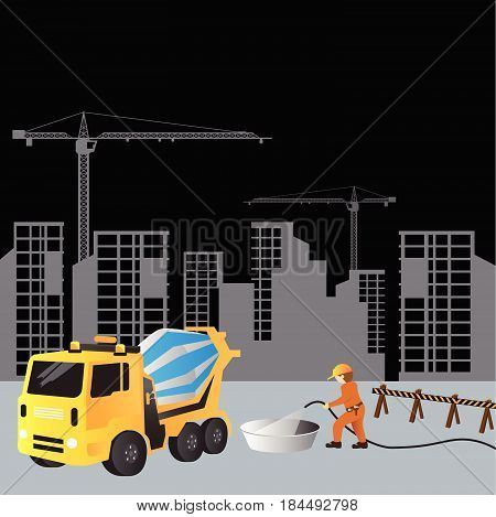 House construction vector illustration. Building process background.