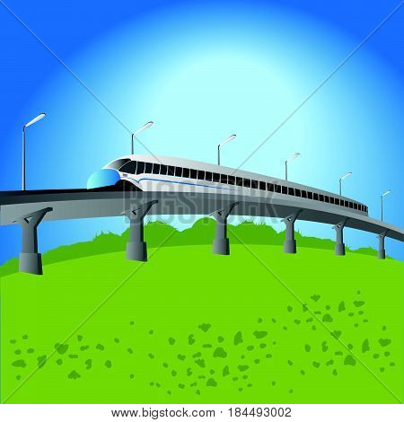 High-speed, commuter train, convenient, background vector illustration.