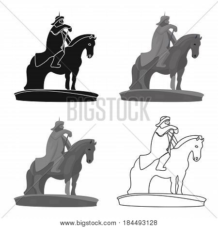 The monument to the military of Mongolia on horseback.The statue stands in Mongolia.Mongolia single icon in cartoon style vector symbol stock web illustration.