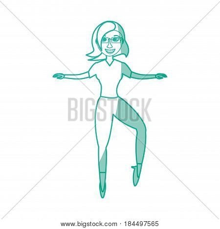 Woman celebrating cartoon icon vector illustration graphic design
