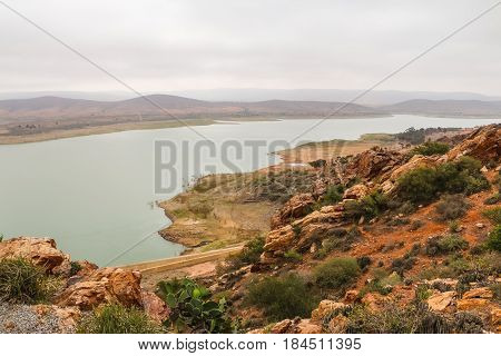 Yellow Mountains, Lake And Beautiful Panoramic View
