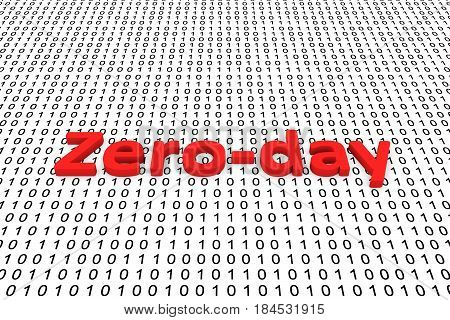 Zero day in the form of binary code, 3D illustration