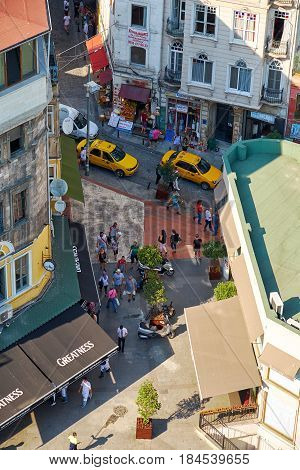 The View  From The Galata Tower Down On The Serdar-i Ekrem Street. Istanbul.