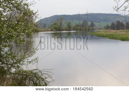 the river Naab next to Schwandorf in bavaria in spring
