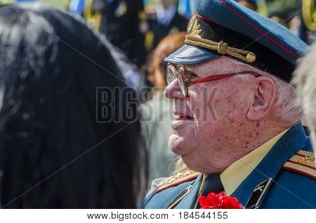 Lutsk , Ukraine, MAY 9, 2014: Victory Day the 9th of May people column