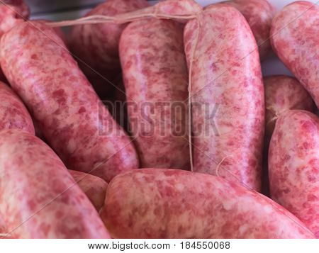 Sousage of pork meat in a market