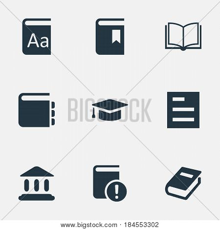 Vector Illustration Set Of Simple Reading Icons. Elements Journal, Tasklist, Alphabet And Other Synonyms Reading, Document And Notebook.