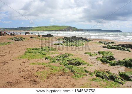 Bigbury beach in Devon at low tide