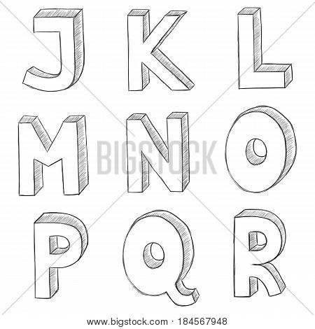 Hand drawing vector letters, alphabet sketch. Vector illustration