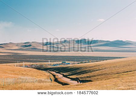 20150924_inner Mongolia, China, Visitor Hiking To See  Hulun Buir River Genhe Wetland In Eergu'na. W