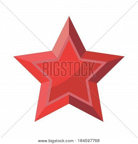 Red Star with shadows isolated on White Background 23 February 9 May. Symbol of victory