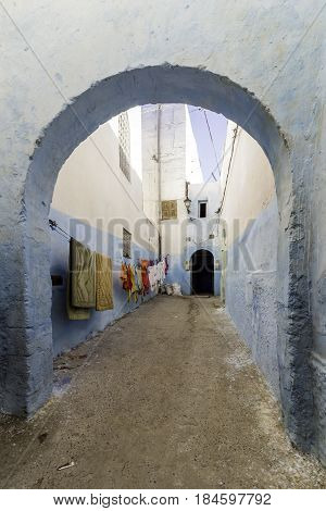 Typical Berber type alleyway Moroccan town of Azemmour El Jadida Morocco.
