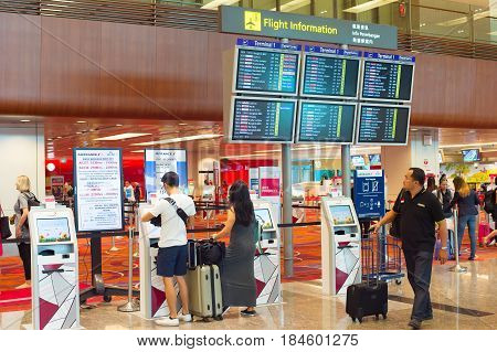 Self Check-in At Airport. Singapore