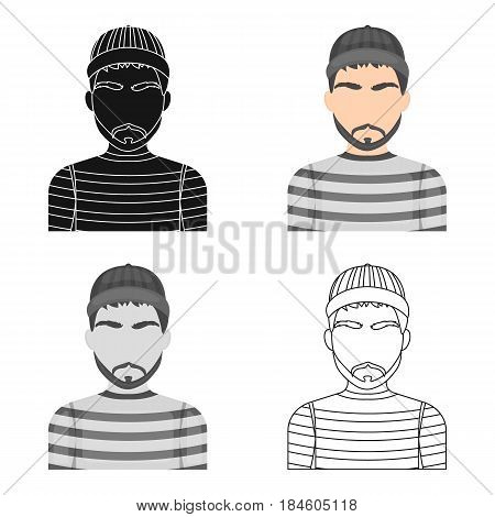 Prisoner in the prison robe. The offender is punished.Prison single icon in cartoon style vector symbol stock web illustration.