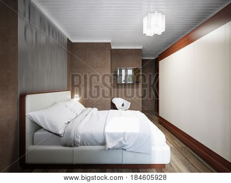 Urban Contemporary Modern Small Bedroom Interior Design. 3d rendering