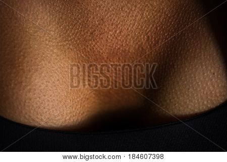 Woman natural boobs and skin close up