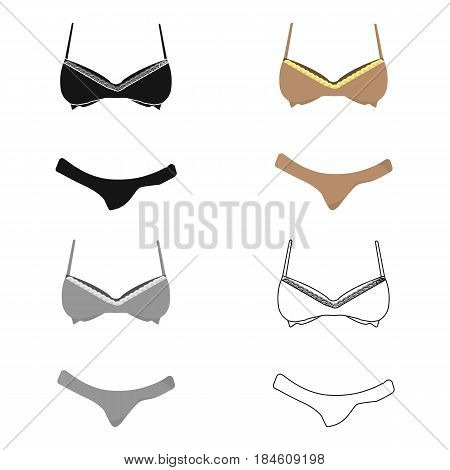 Bra and panties brown for women. Female swimsuit. Underwear .  Woman clothes single icon in cartoon style vector symbol stock web illustration.