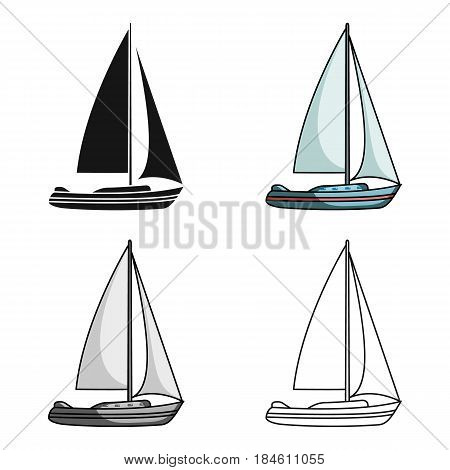 Sailboat for sailing.Boat to compete in sailing.Ship and water transport single icon in cartoon style vector symbol stock web illustration.