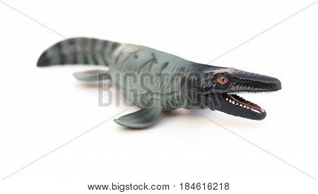 a Mosasaurus toy on white background horizontal