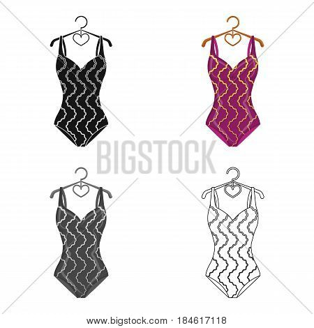 Bright striped swimsuit in the colors of the rainbow. Beach female form.Swimsuits single icon in cartoon style vector symbol stock web illustration.