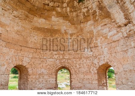 Ruins of Crusader Church of St Anne in Bet Guvrin-Maresha National Park. It was one of the most important towns of Judah during the time of the First Templ