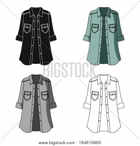 Green Women's jacket with buttons and short sleeves. Casual wear for the stylish woman.Women clothing single icon in cartoon style vector symbol stock web illustration.