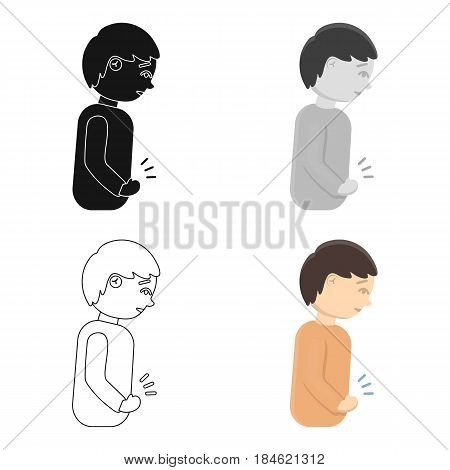 Abdominal pain icon cartoon. Single sick icon from the big ill, disease cartoon.
